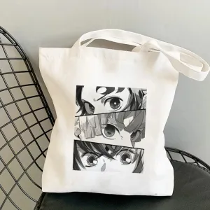 Shopping Bags Anime Demon Slayer Harajuku Eco Foldable Tote Bags