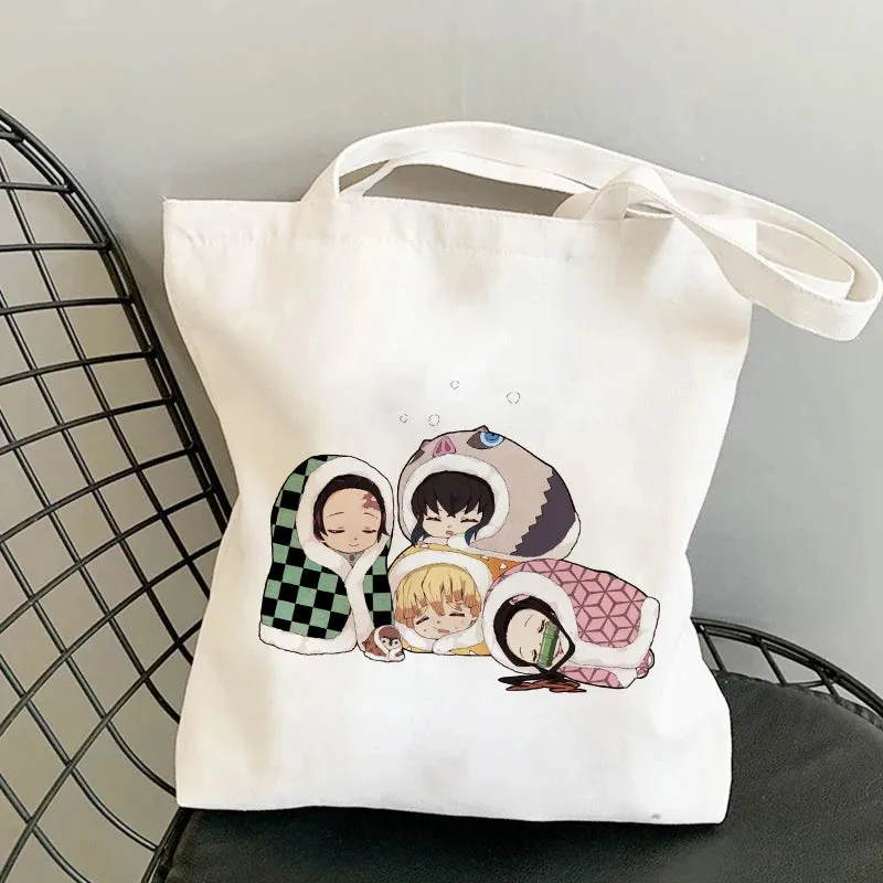 Shopping Bags Anime Demon Slayer Harajuku Eco Foldable Tote Bags