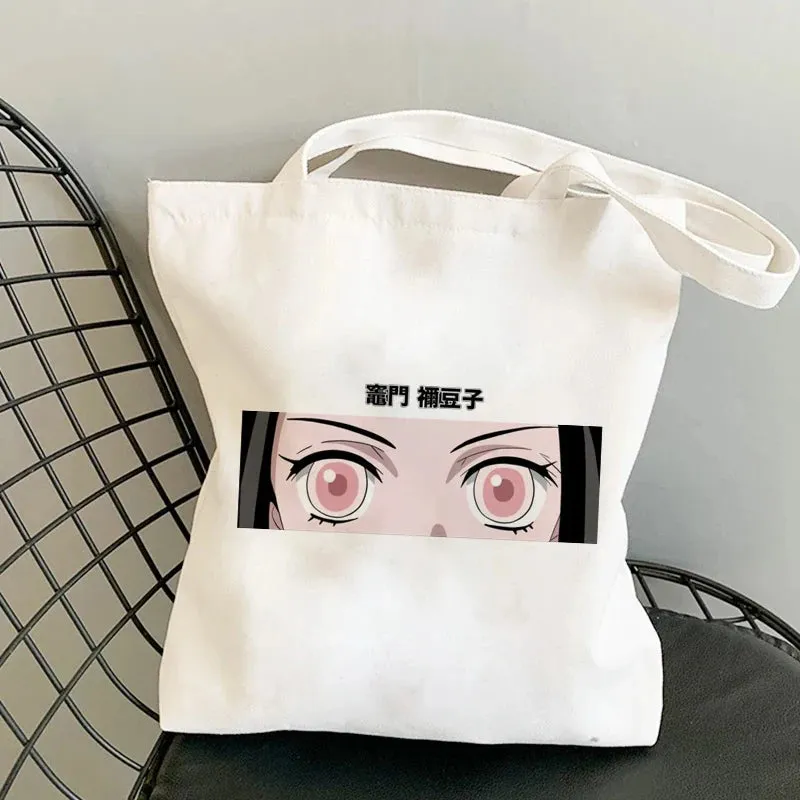 Shopping Bags Anime Demon Slayer Harajuku Eco Foldable Tote Bags