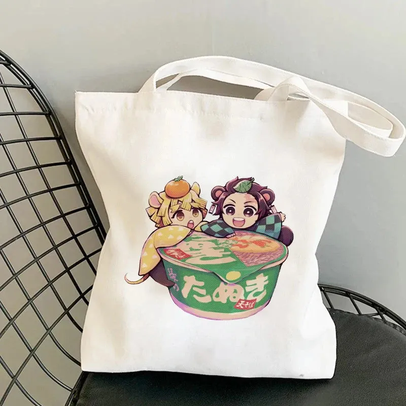 Shopping Bags Anime Demon Slayer Harajuku Eco Foldable Tote Bags