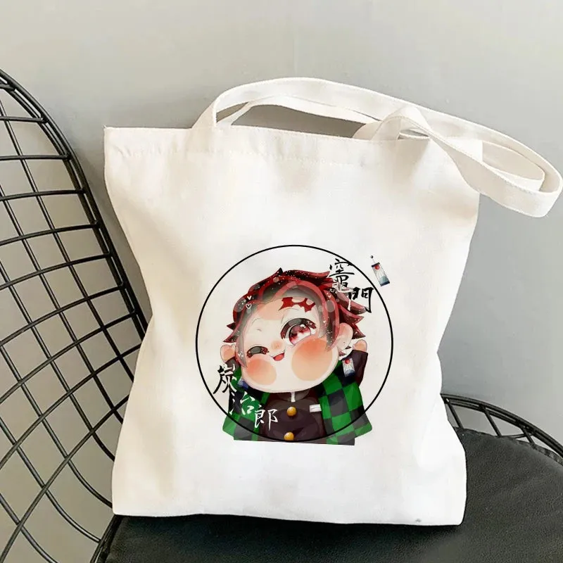 Shopping Bags Anime Demon Slayer Harajuku Eco Foldable Tote Bags