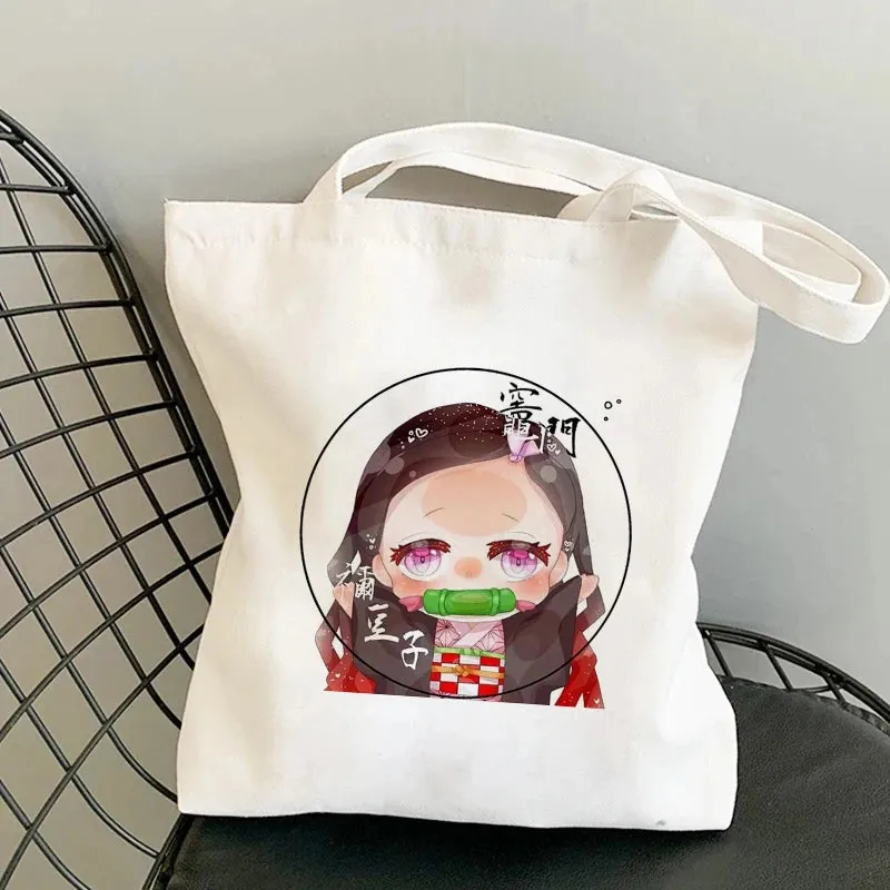 Shopping Bags Anime Demon Slayer Harajuku Eco Foldable Tote Bags