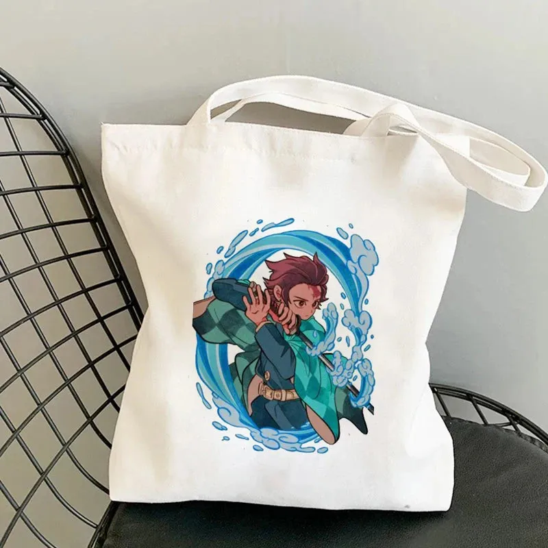 Shopping Bags Anime Demon Slayer Harajuku Eco Foldable Tote Bags
