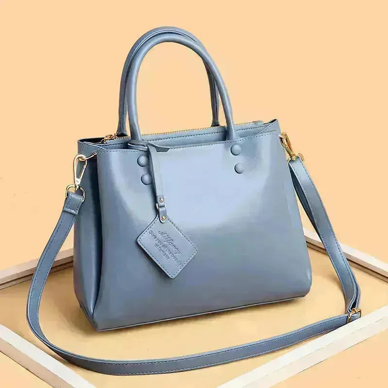 Simple Fashion Large Capacity Work Leather Handbag