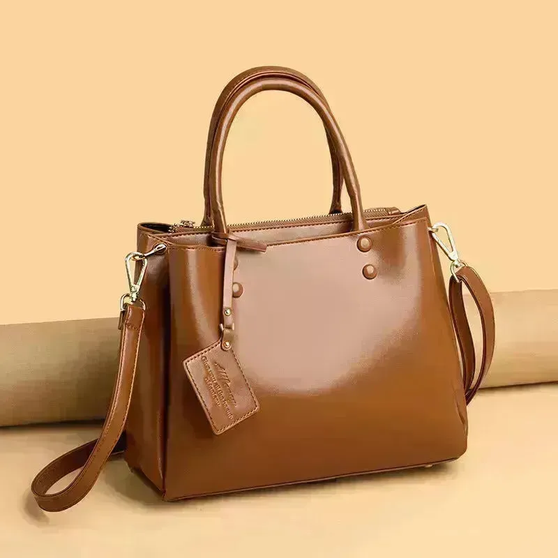 Simple Fashion Large Capacity Work Leather Handbag