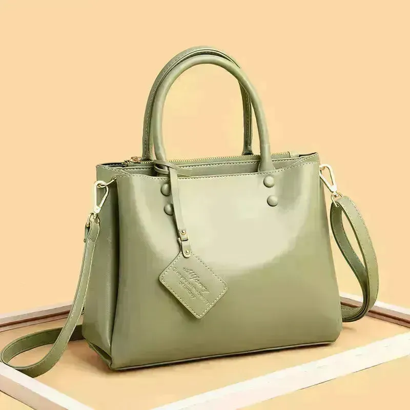 Simple Fashion Large Capacity Work Leather Handbag
