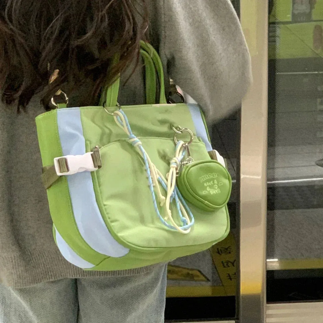 Sohiwoo High Capacity Fashion Tote Cute Nylon Canvas Handbag Women's Bags Crossbody Bag Wallet Storage Bag Purses Tote Bags for Women