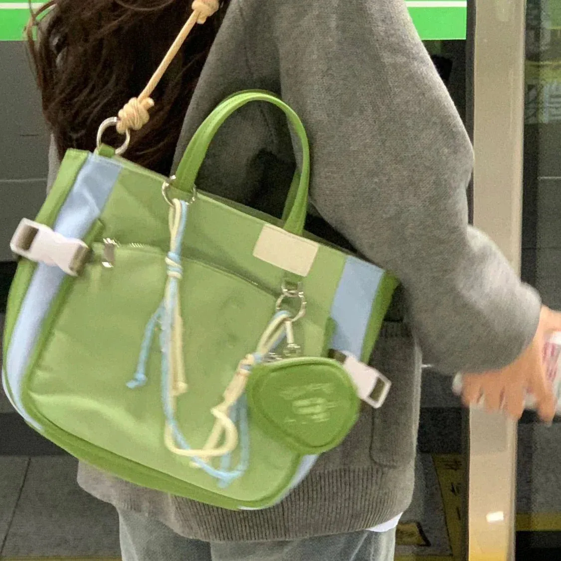 Sohiwoo High Capacity Fashion Tote Cute Nylon Canvas Handbag Women's Bags Crossbody Bag Wallet Storage Bag Purses Tote Bags for Women