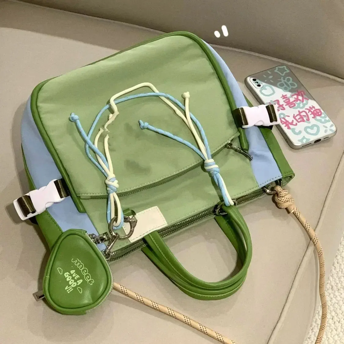 Sohiwoo High Capacity Fashion Tote Cute Nylon Canvas Handbag Women's Bags Crossbody Bag Wallet Storage Bag Purses Tote Bags for Women