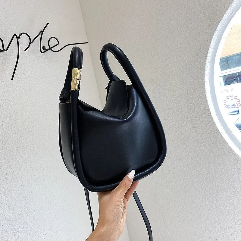Solid Color PU Leather Bucket Bags For Women 2021 Summer Simple Ladies Crossbody Shoulder Handbags Lady Fashion bags