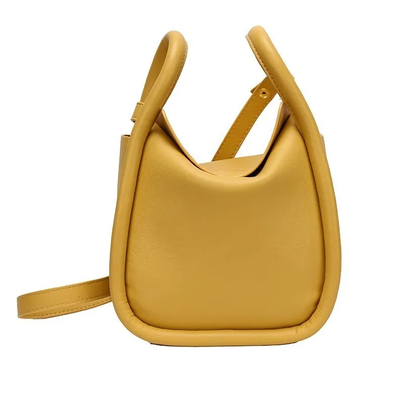 Solid Color PU Leather Bucket Bags For Women 2021 Summer Simple Ladies Crossbody Shoulder Handbags Lady Fashion bags