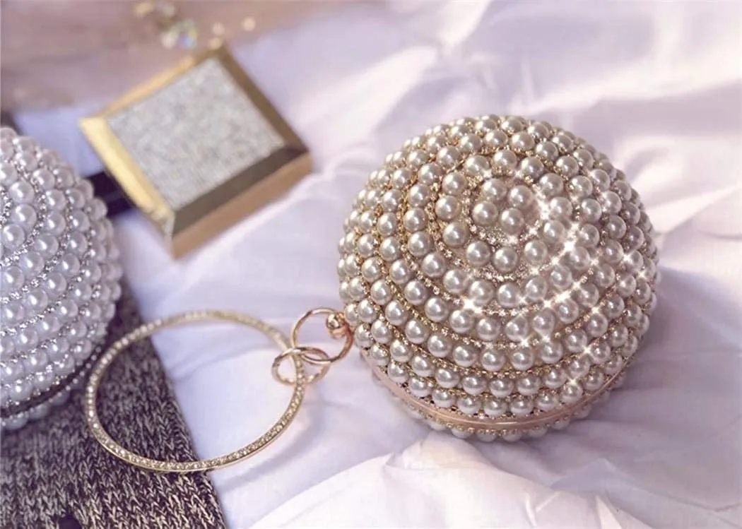 Superior Round Ball Bag Golden Pearl Purse