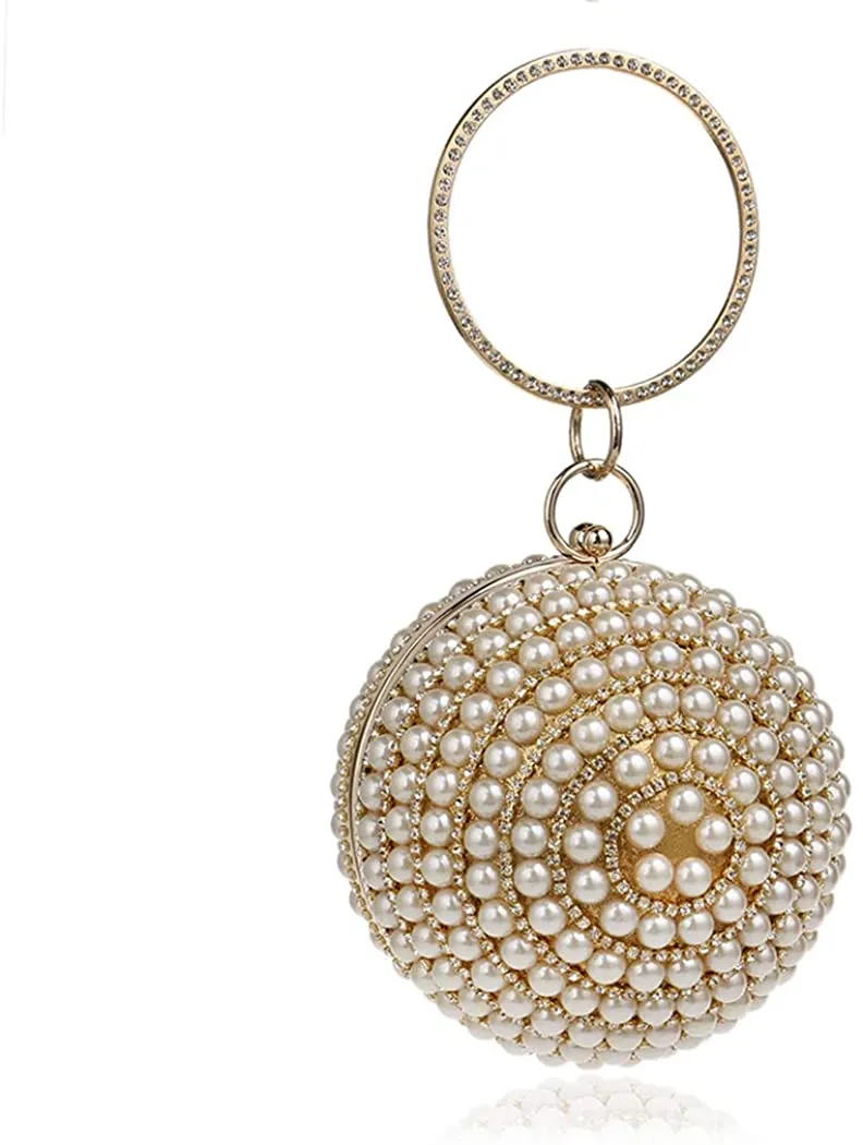 Superior Round Ball Bag Golden Pearl Purse