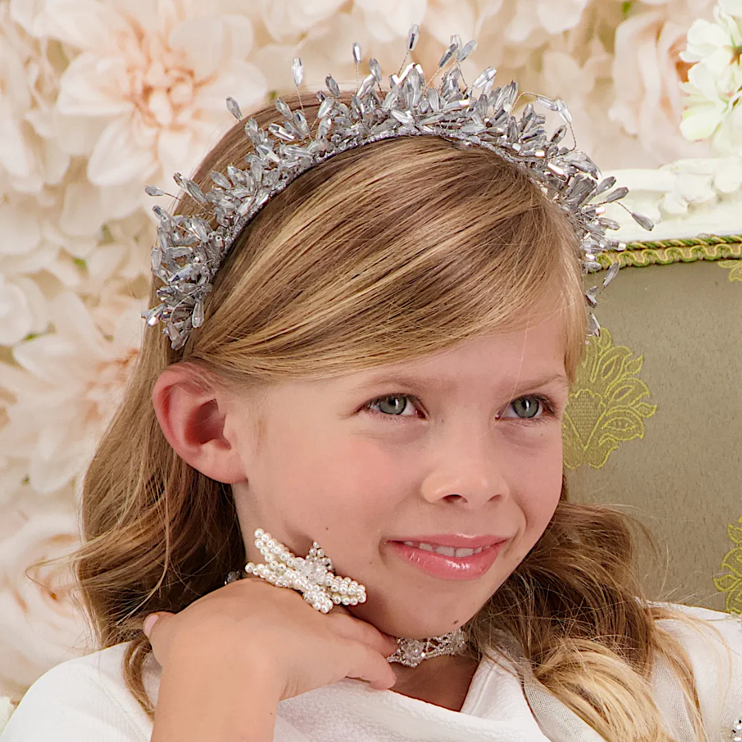 The Laelyn Metallic Silver Tiara Headband