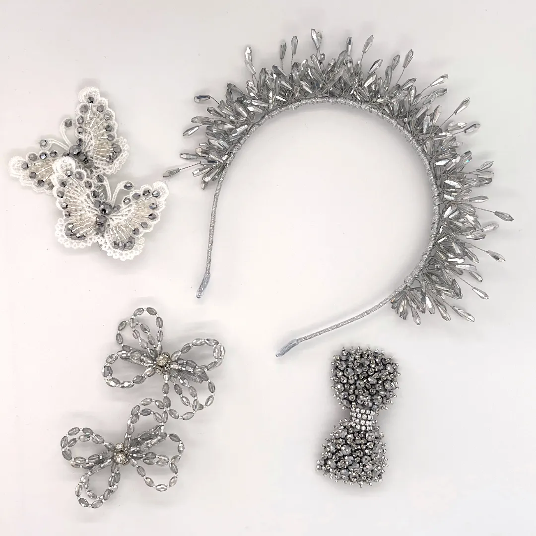 The Laelyn Metallic Silver Tiara Headband