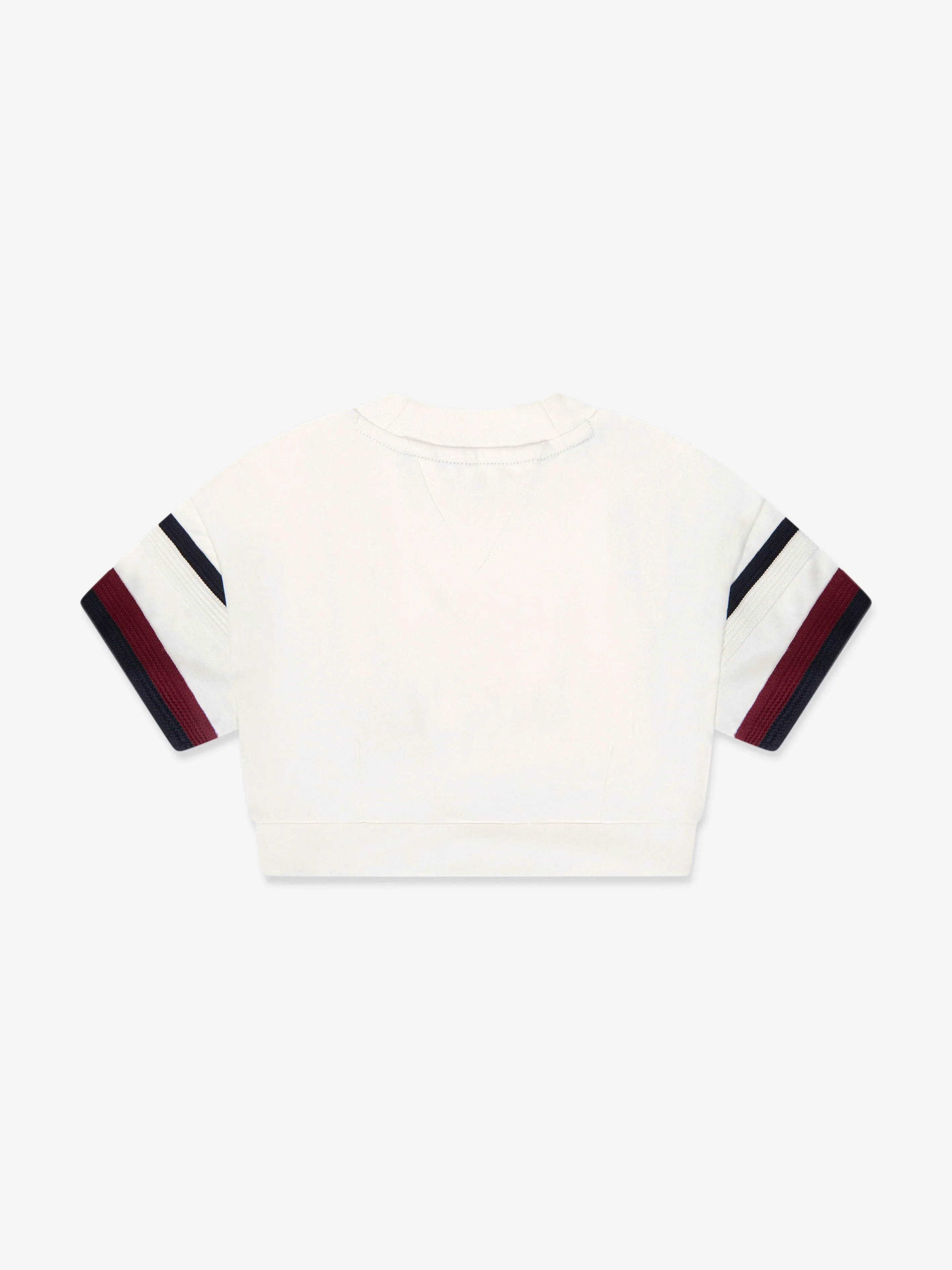 Tommy Hilfiger Girls Global Stripe Mock Neck Top in White