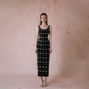 Trend4us Women's Elegant Crystal Embellished Black Dress