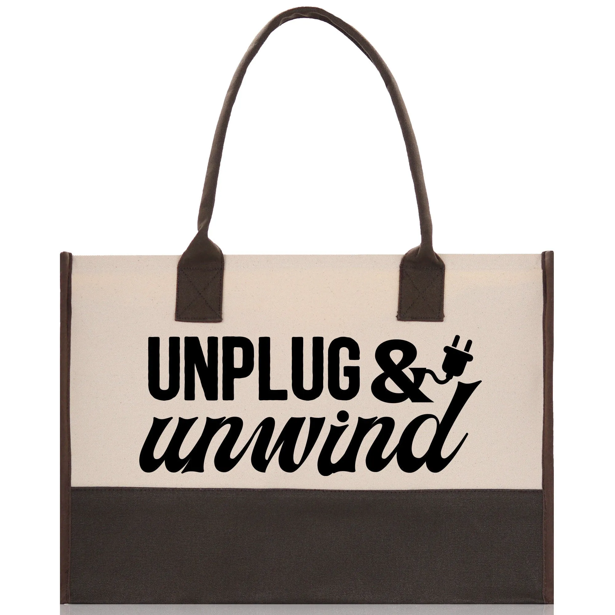 Unplug & Unwind Cotton Canvas Chic Tote Bag Camping Tote Camping Lover Gift Tote Bag Outdoor Tote Weekender Tote Multipurpose Camper Tote