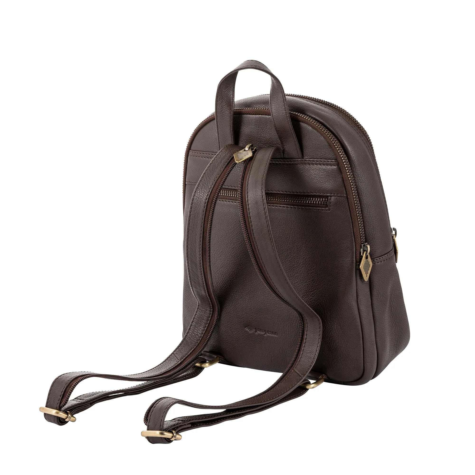 'Viajera' Small Backpack - Brown Leather with Turquoise Stitching