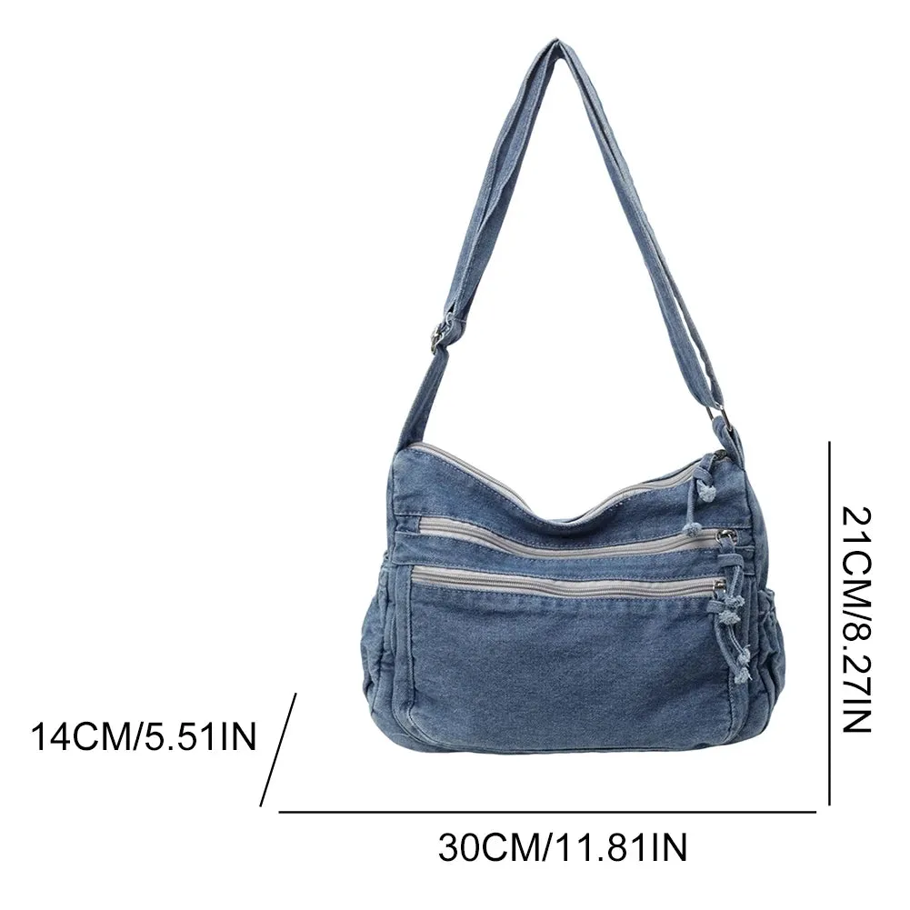 Vintage Casual Satchel Bag | Large Capacity Denim