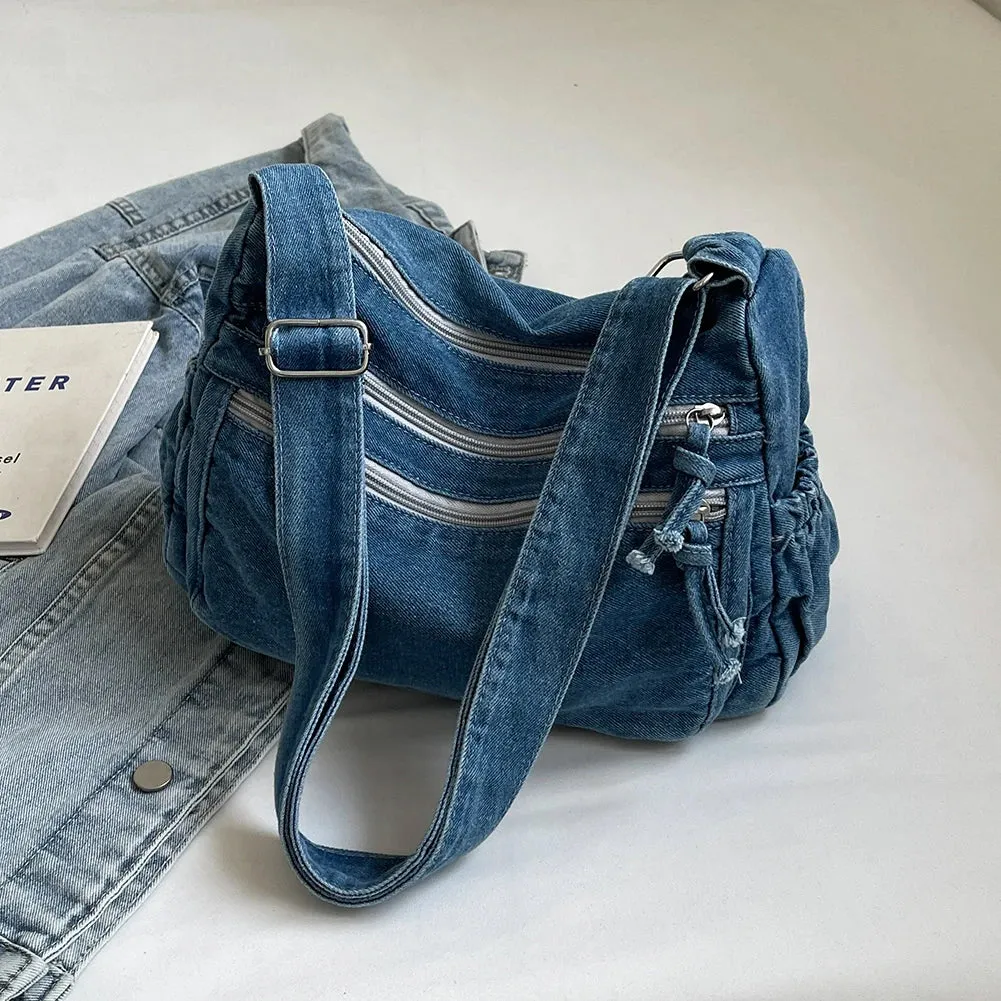 Vintage Casual Satchel Bag | Large Capacity Denim