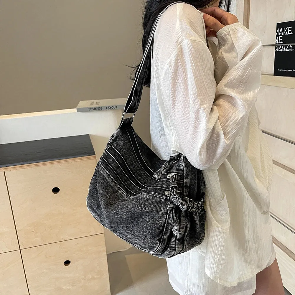 Vintage Casual Satchel Bag | Large Capacity Denim