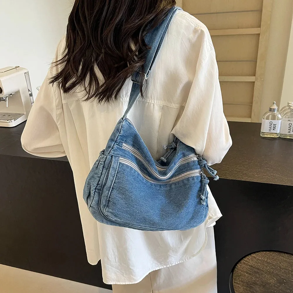 Vintage Casual Satchel Bag | Large Capacity Denim