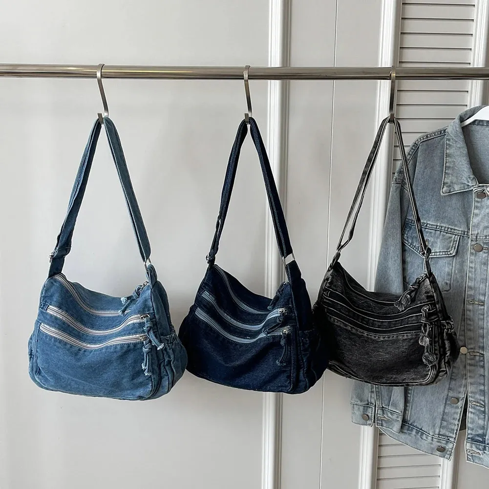 Vintage Casual Satchel Bag | Large Capacity Denim