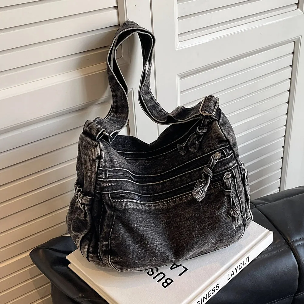 Vintage Casual Satchel Bag | Large Capacity Denim