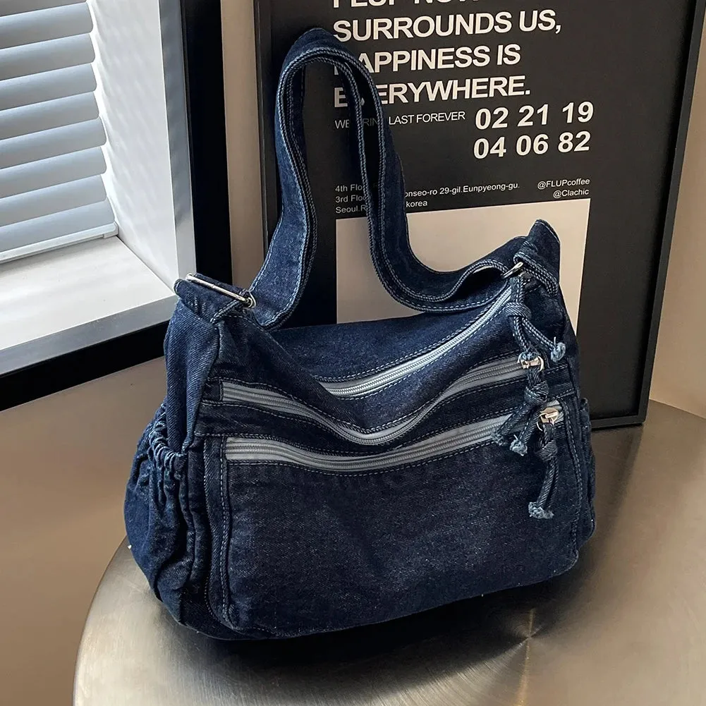 Vintage Casual Satchel Bag | Large Capacity Denim