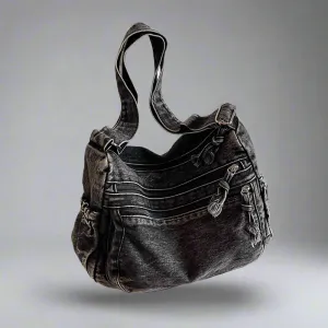 Vintage Casual Satchel Bag | Large Capacity Denim