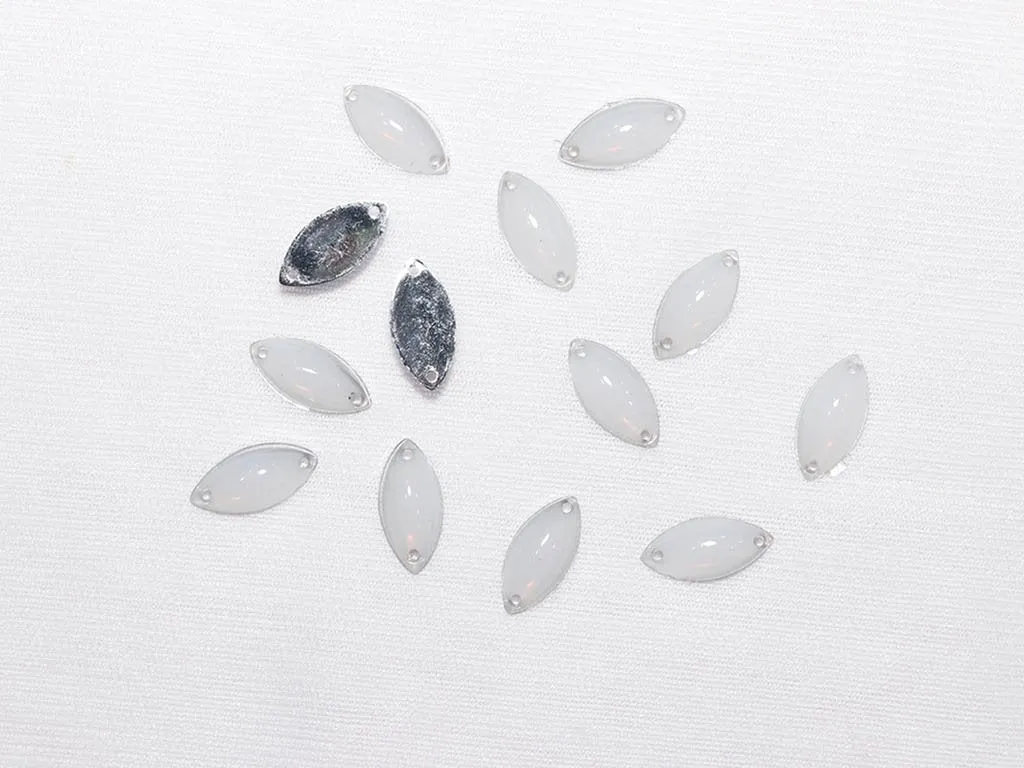 White Dyeable Eye Plastic Stones -15x7 mm