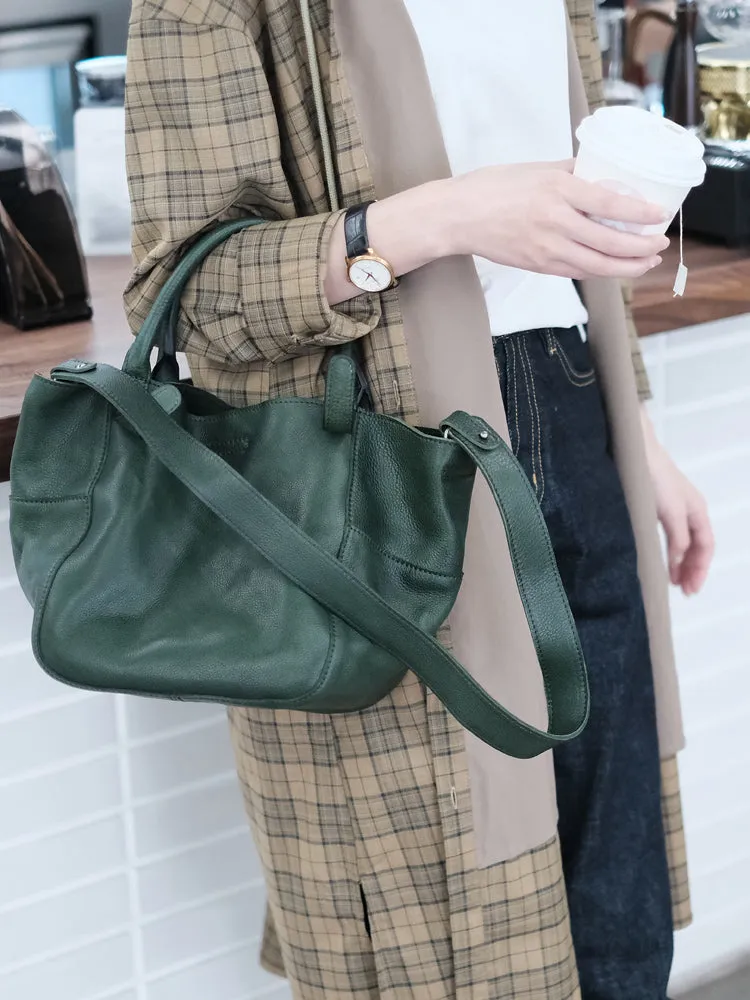 Womens Genuine Leather Bucket Bags Brown Leather Crossbody Bag