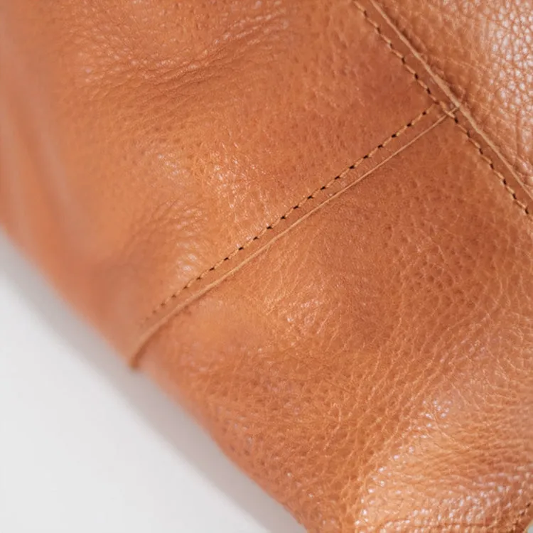 Womens Genuine Leather Bucket Bags Brown Leather Crossbody Bag