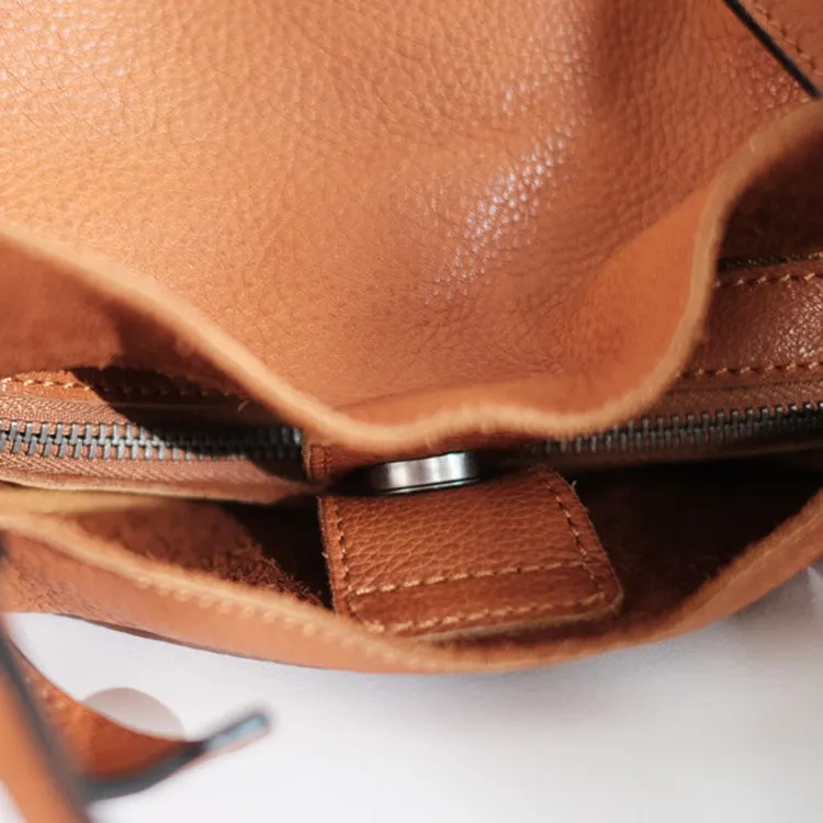 Womens Genuine Leather Bucket Bags Brown Leather Crossbody Bag