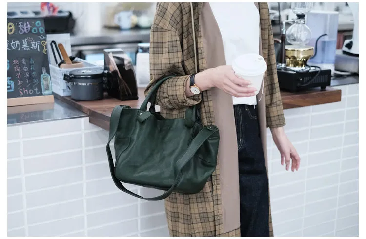Womens Genuine Leather Bucket Bags Brown Leather Crossbody Bag