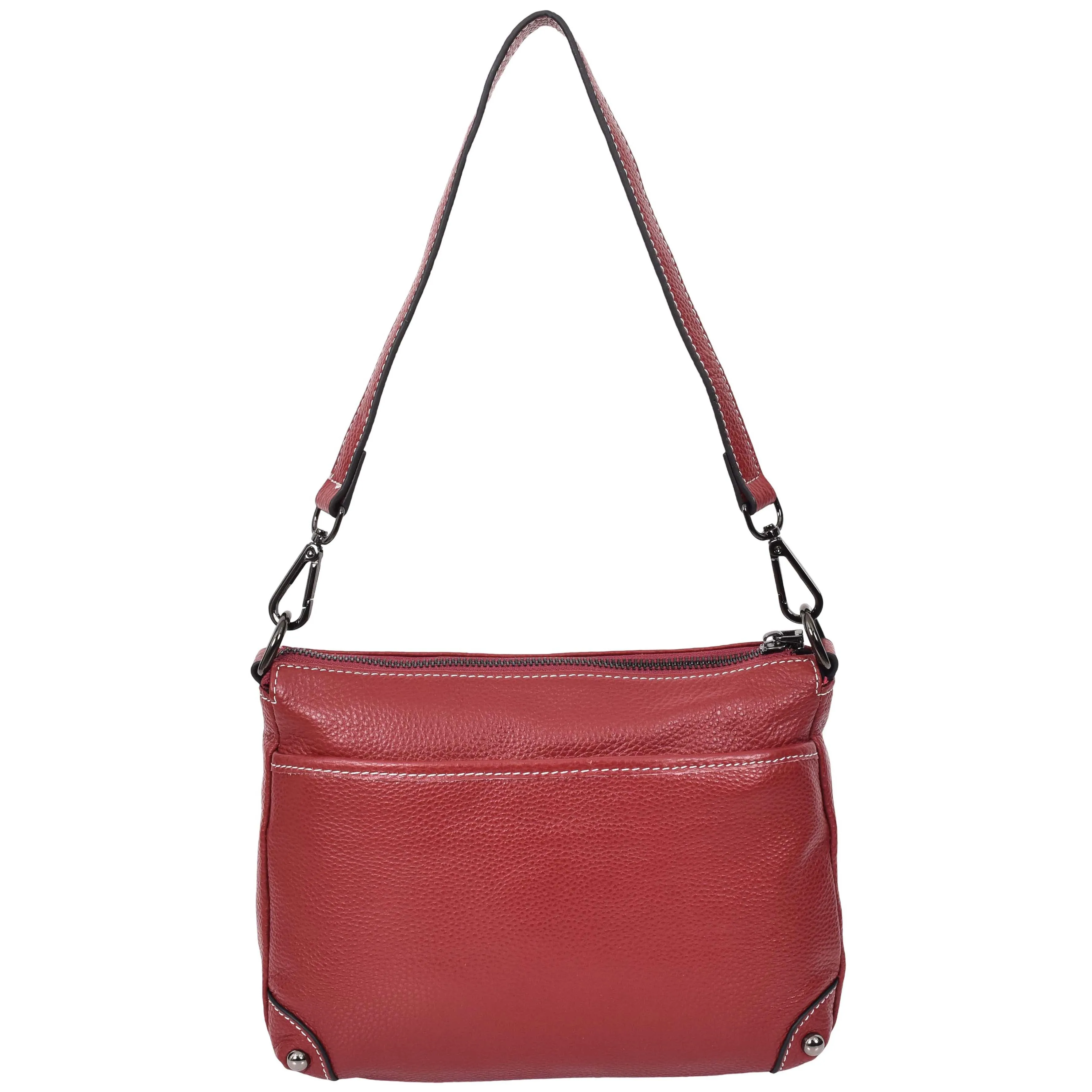 Womens Leather Shoulder Bag Classic Multiple Zip Pockets Handbag A188 Red
