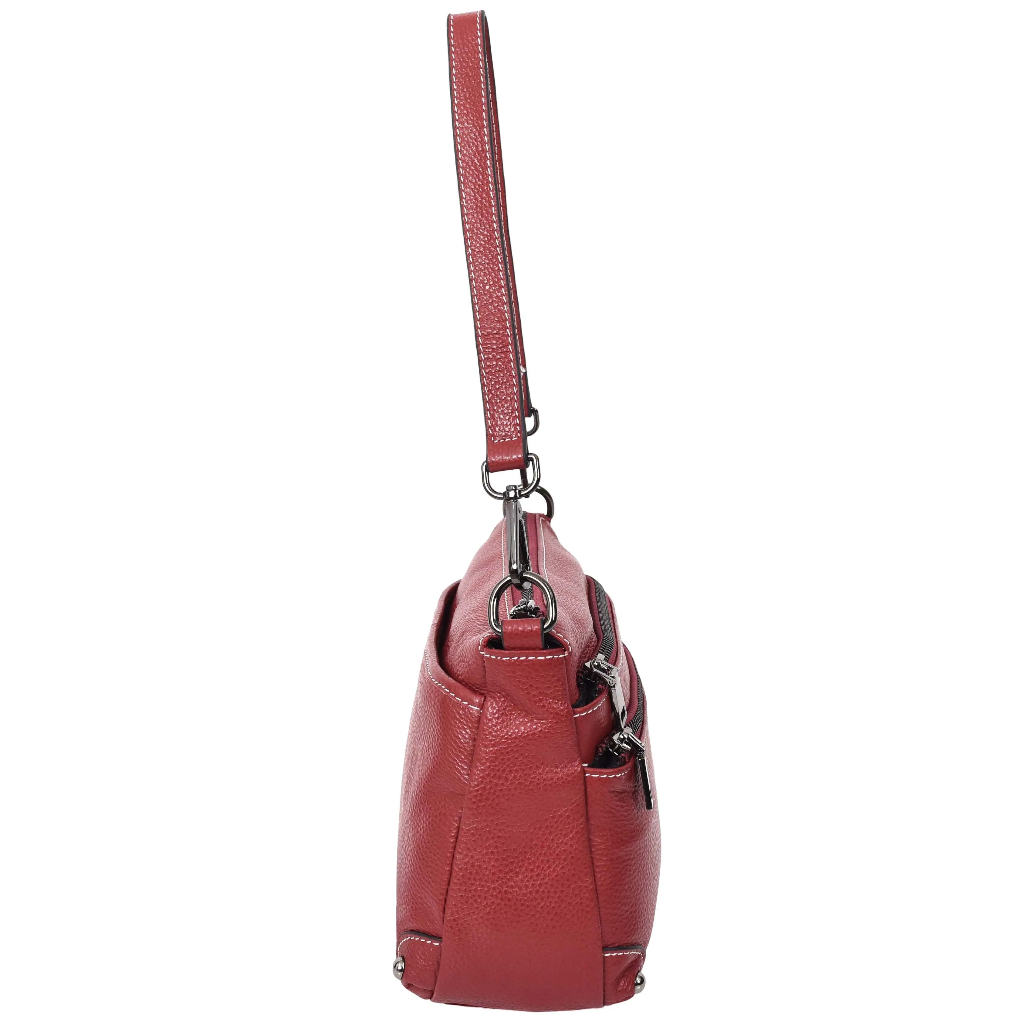 Womens Leather Shoulder Bag Classic Multiple Zip Pockets Handbag A188 Red