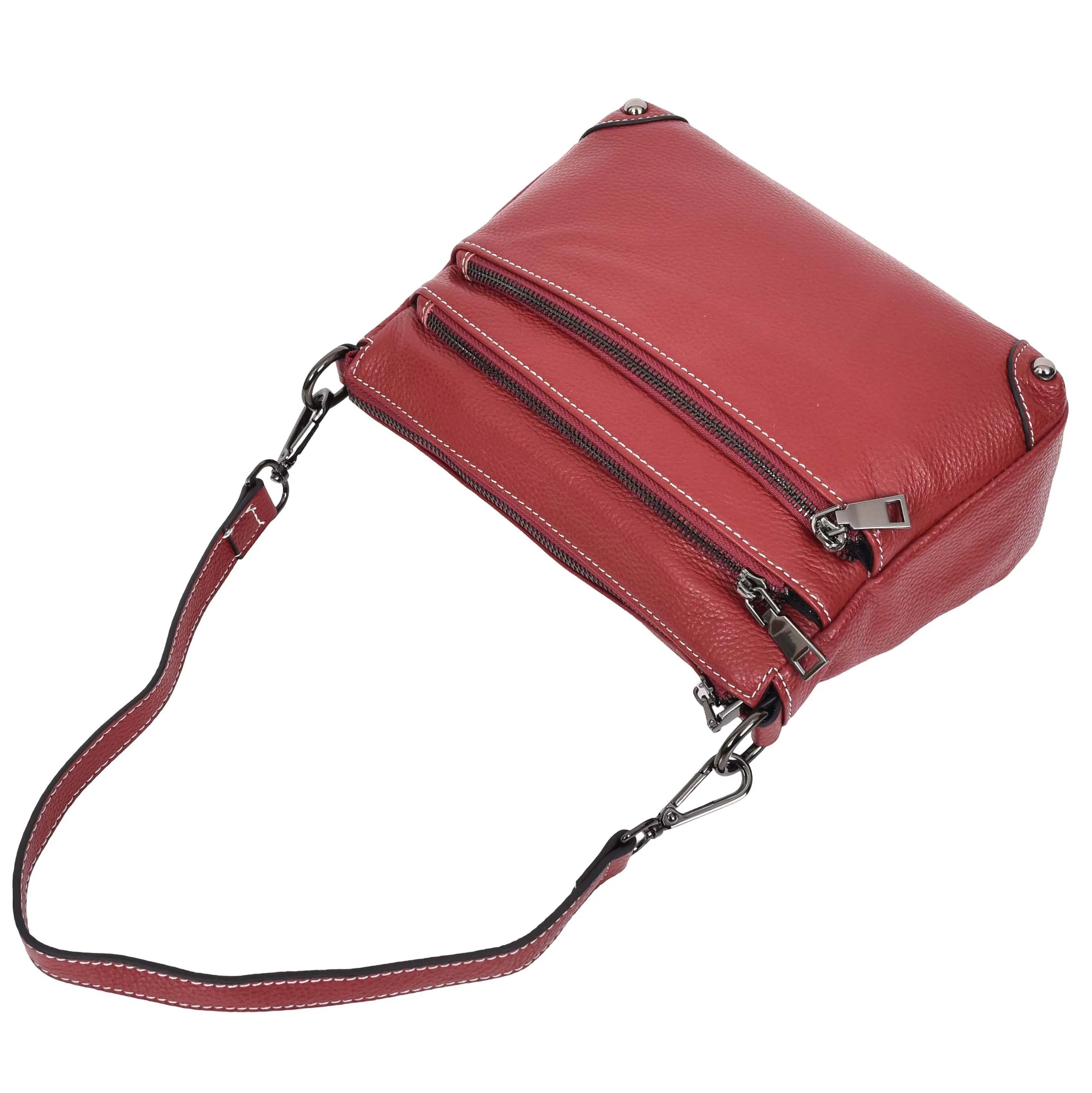 Womens Leather Shoulder Bag Classic Multiple Zip Pockets Handbag A188 Red