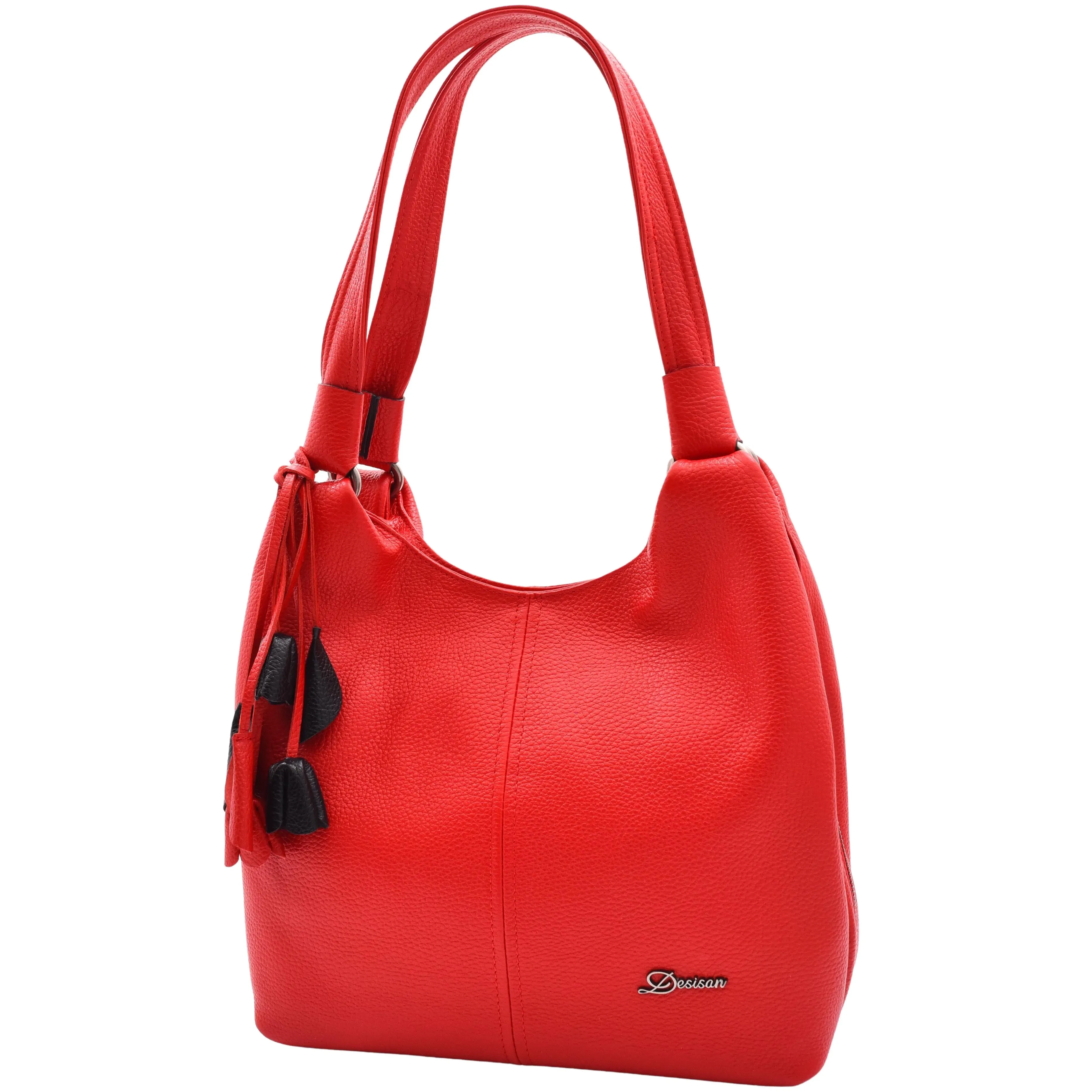 Womens Leather Shoulder Bag Large Hobo Casual Outgoing Multi Pockets Handbag A71 Red