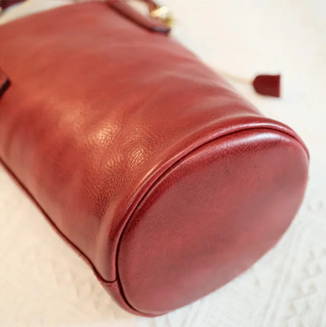 Womens Small Black Leather Crossbody Bag Leather Bucket Bag