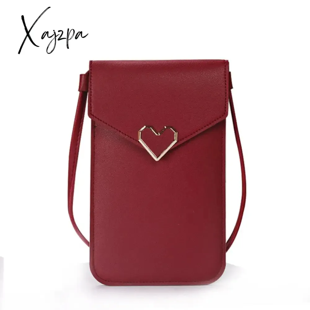 Xajzpa - Bag For Women Touch Screen Cell Phone Purse Smartphone Wallet Shoulder Strap Handbag PU Leather Casual Solid Crossbody Bags