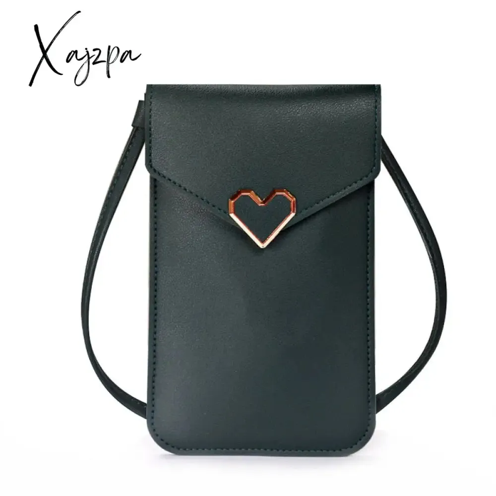 Xajzpa - Bag For Women Touch Screen Cell Phone Purse Smartphone Wallet Shoulder Strap Handbag PU Leather Casual Solid Crossbody Bags