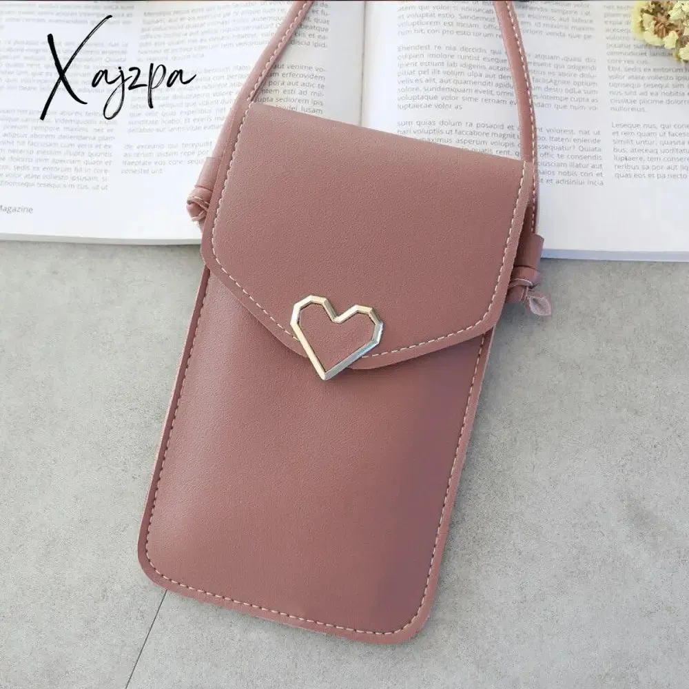 Xajzpa - Bag For Women Touch Screen Cell Phone Purse Smartphone Wallet Shoulder Strap Handbag PU Leather Casual Solid Crossbody Bags