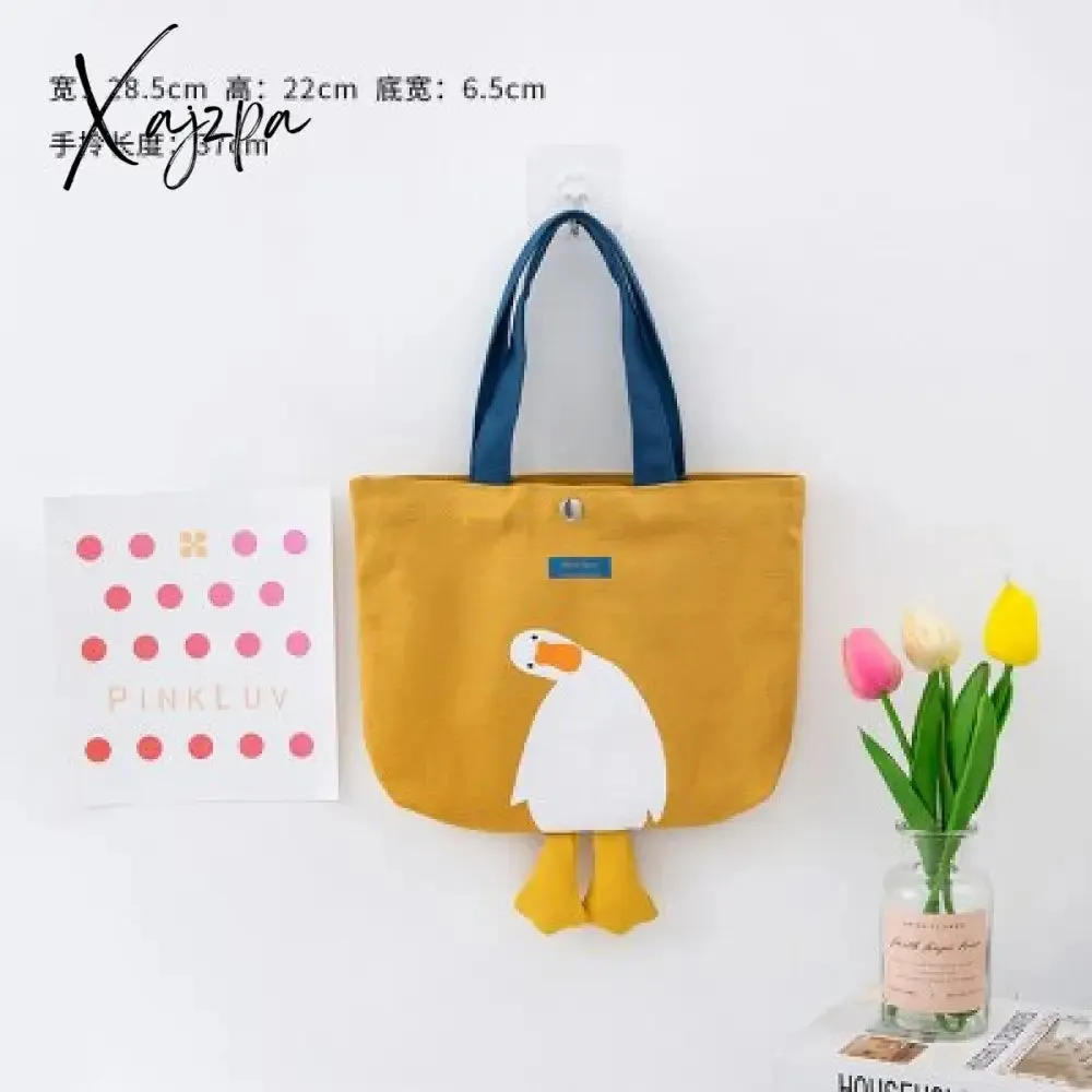 Xajzpa - Kawaii Shoulder Bag Women Cartoon Duck Large Capacity Canvas Bags Japanese Style All-match Student Book Storage Messenger Bags