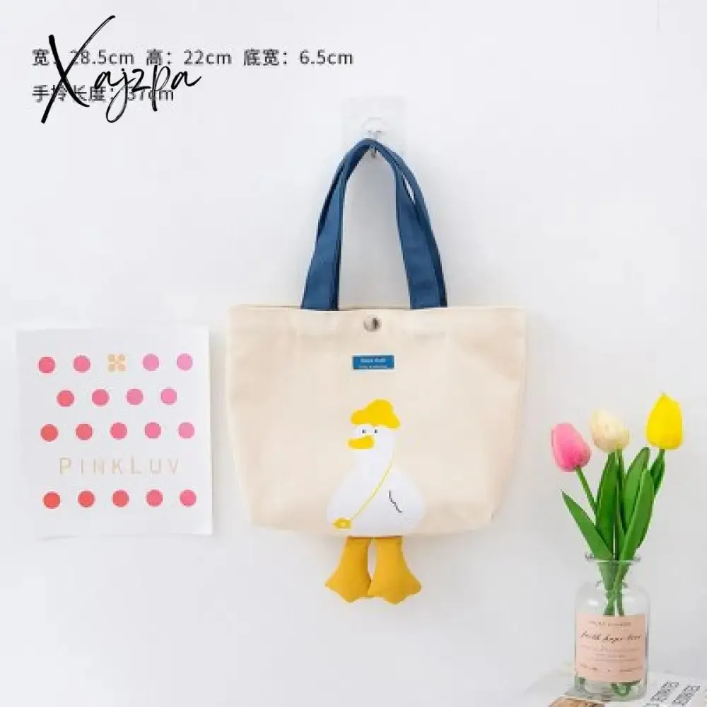 Xajzpa - Kawaii Shoulder Bag Women Cartoon Duck Large Capacity Canvas Bags Japanese Style All-match Student Book Storage Messenger Bags