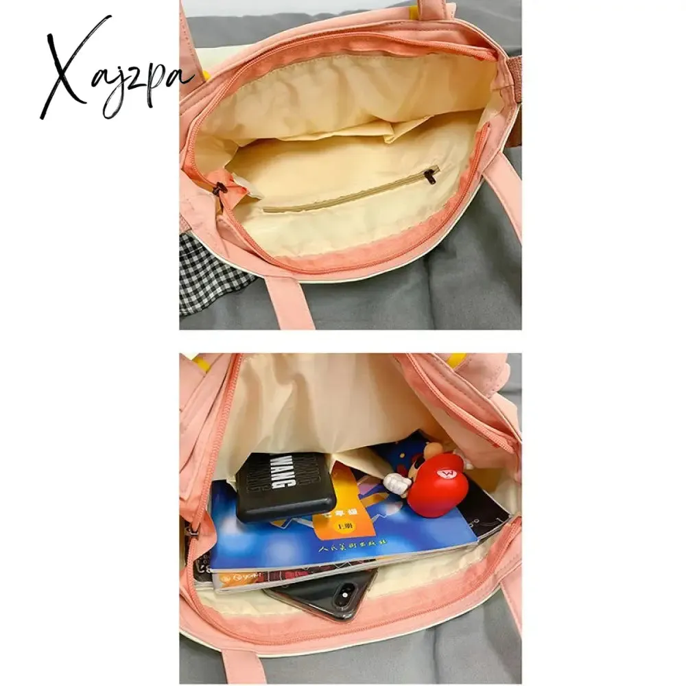 Xajzpa - Kawaii Shoulder Bag Women Cartoon Duck Large Capacity Canvas Bags Japanese Style All-match Student Book Storage Messenger Bags