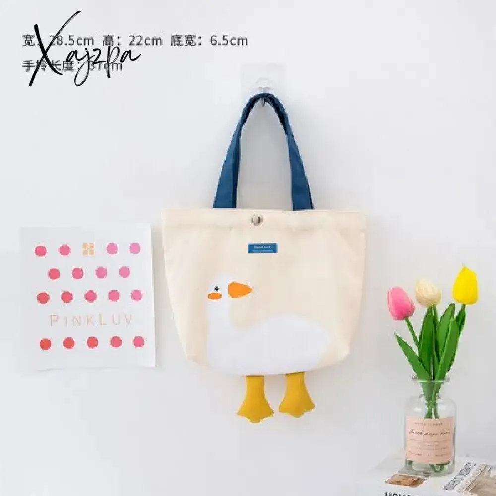 Xajzpa - Kawaii Shoulder Bag Women Cartoon Duck Large Capacity Canvas Bags Japanese Style All-match Student Book Storage Messenger Bags