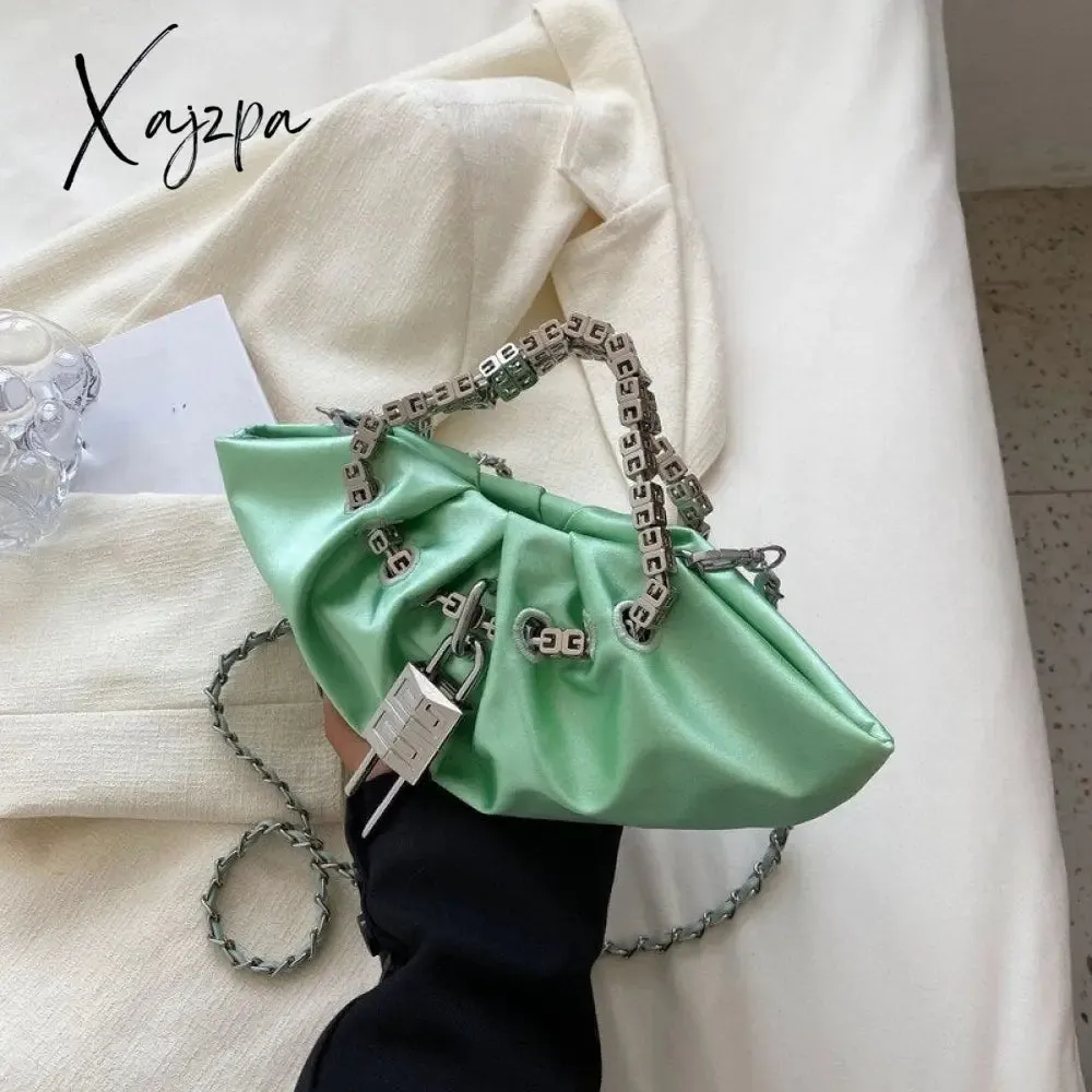 Xajzpa - Luxury Designer Handbag Silk Folds Chain Shoulder Bag Dumpling Shape Crossbody Bags Handbag and Purse Totes Ladies Messenger Bag