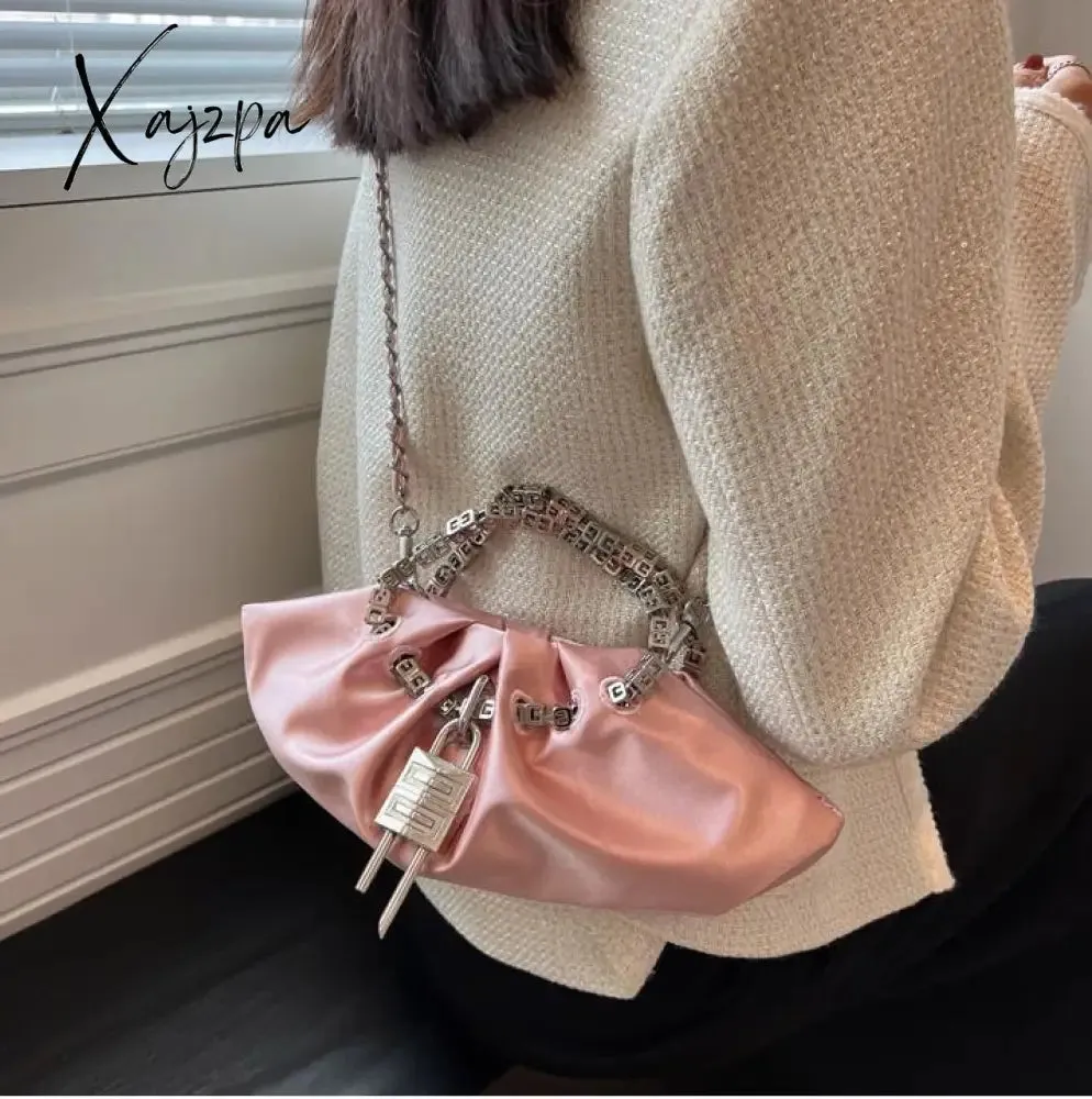 Xajzpa - Luxury Designer Handbag Silk Folds Chain Shoulder Bag Dumpling Shape Crossbody Bags Handbag and Purse Totes Ladies Messenger Bag